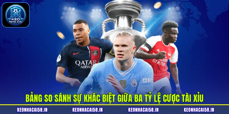 Bảng so sánh sự khác biệt giữa ba tỷ lệ cược tài xỉu